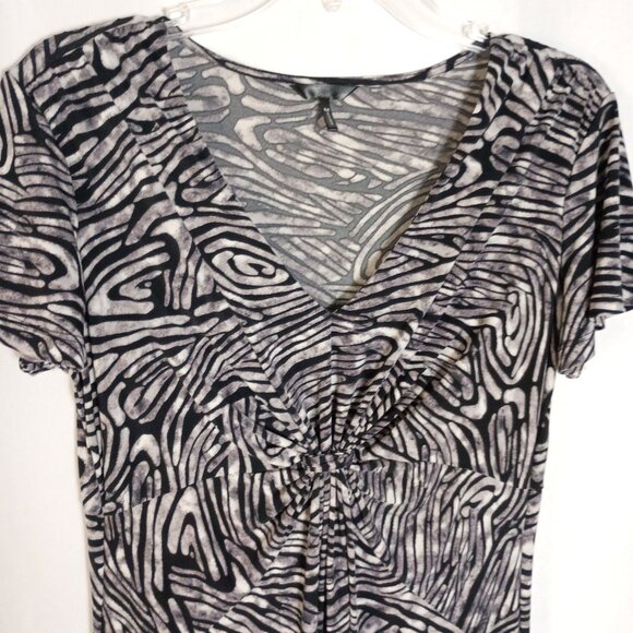 Daisy Fuentes Zebra Print Twist Front V-Neck Dress L Black White Stretchy - Picture 8 of 8